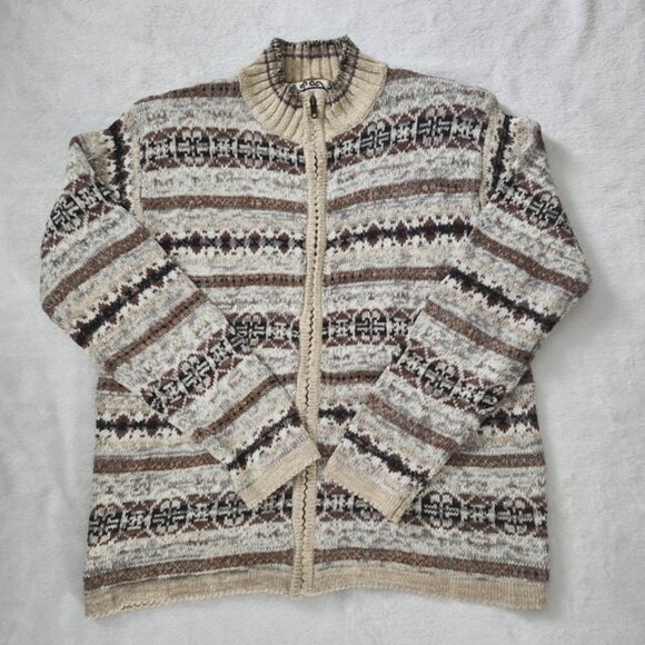 Women's‎ Vintage Knit Cotton Blend Grandma Core Zippered Sweater Cardigan Small - Picture 1 of 7